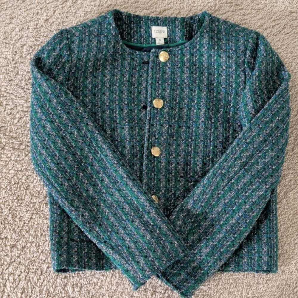 J.Crew Teal and Navy Tweed Blazer